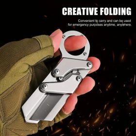 Stainless steel compact folding knife - lightweight, sharp blade, two-handed grip