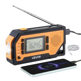 Emergency Weather Radio, 2000mAh Battery, FM/AM/WB/NOAA Alert Solar Hand Crank Emergency Radio, with USB Charging Cable, SOS Alarm and Flashlight