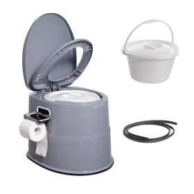 Portable Toilet for Camping, Porta Potty with 1.3 Gal Detachable Inner Bucket & Removable Paper Holder, Commode with Dual Lids