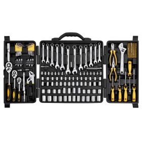 207-Piece Mechanics Tool Set, 1/4" 3/8" 1/2" Drive Sockets, SAE and Metric Mechanic Tool Kit with Bits, Wrenches, Ratchet Handle, Accessories