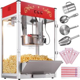 Popcorn Maker, 1615W Popcorn Popper Machine, 16 Oz Kettle Large Capacity Countertop Popcorn Maker with Tempered Glass