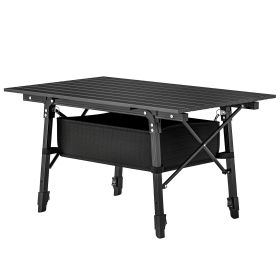 3ft Aluminum Small Folding Table, Portable Camping Table with Storage Bag, Carry Bag for Outdoor Picnic BBQ, Black