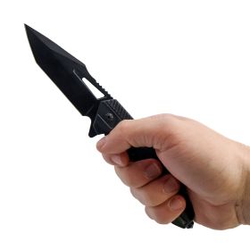 8.5" Spring Assisted Utility Knife with Tanto Blade (Option: Wood)