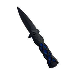 3.75" Weave Pattern Knife With ABS Handle (Option: Blue)