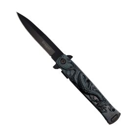 4" Black Dragon Knife with ABS Handle (Option: Black)