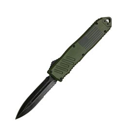 5.5" Automatic OTF Knife w/ Half Serrated Dagger Blade (Option: Green)