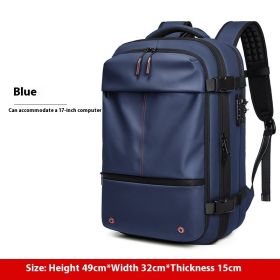 Travel Backpack Men's Business Multifunction Computer Bag Vacuum Compression Large-capacity Backpack (Option: Blue regular version-19 Inch)