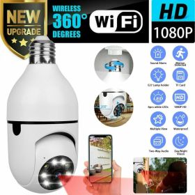 IR E27 Light Bulb Camera 1080P HD Wireless Wifi Smart Home Security Camera (Option: White)