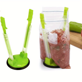 Bag Holder For Plastic Bags; Sandwich Holder; Food Storage Bags Clip; Best Opener For Freezer & Storage Baggie; Ideal Plastic Kitchen Gadget; No (Color: Green (1pc))