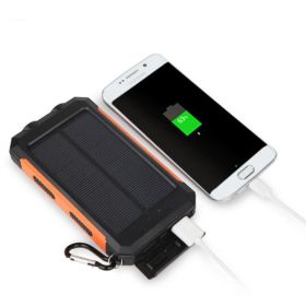Jumbo Capacity 20,000 mAh Waterproof Solar Power Bank (Color: Black)