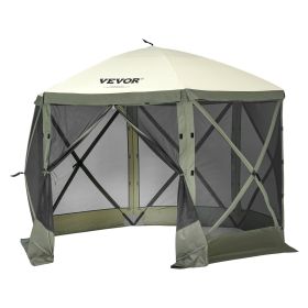 Pop Up Gazebo Tent, Pop-Up Screen Tent 6 Sided Canopy Sun Shelter with 6 Removable Privacy Wind Cloths & Mesh Windows (Item Size: 10 x 10 ft, Color: Military Green)