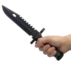 12.5" Fixed Blade Survival Knife with Sheath, Fire Starter, & Sharpening Rod (Option: Black)