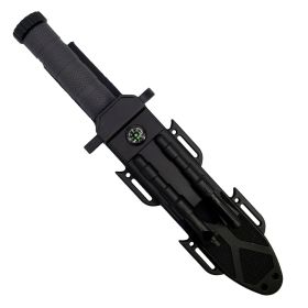 12.5" Fixed Blade Survival Knife with Sheath, Fire Starter, & Sharpening Rod (Option: Green)