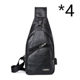 Casual Fashion Men's USB Charging Chest Bag (Option: 4pcs Black)